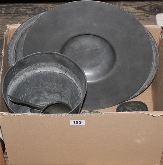 Quantity of pewter ware including 2 blackboy tobacco holders